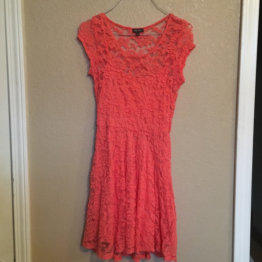 Coral lace dress